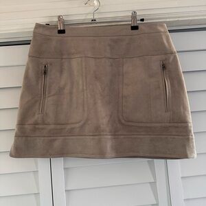 BCBGMaxAzria Taupe Suede Mini Skirt with Zip Pockets